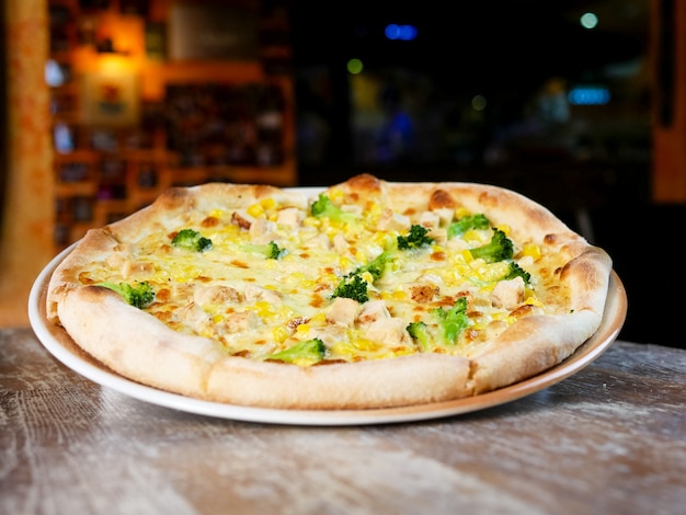 Pizza on a restaurant table