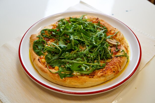 Pizza on a restaurant table