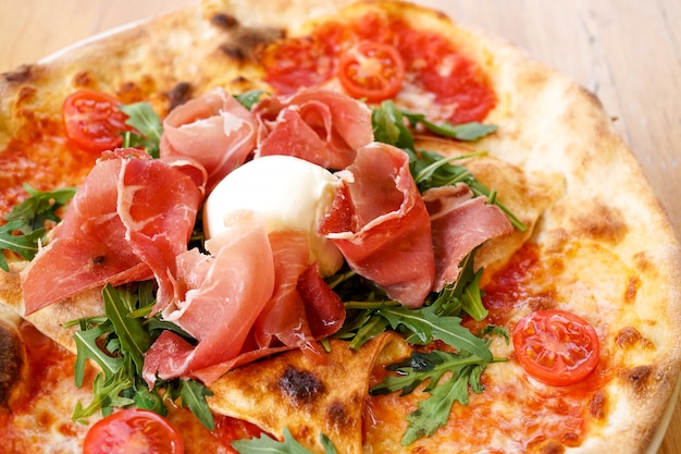 Pizza on a restaurant table