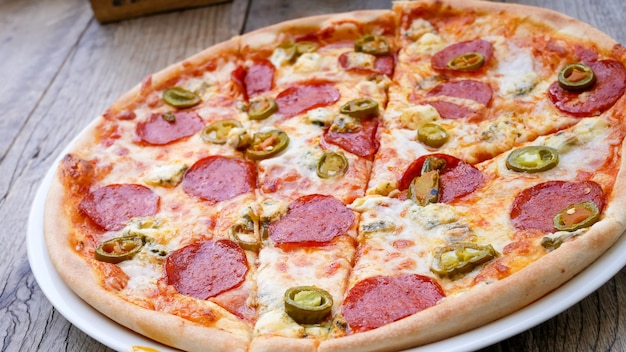 Pizza on a restaurant table