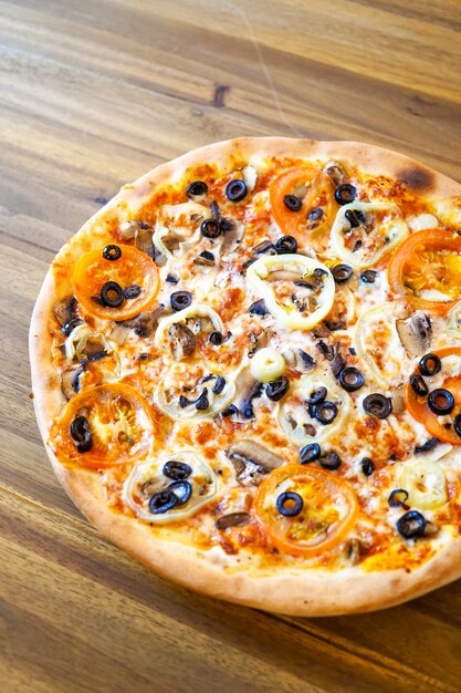 Pizza on a restaurant table