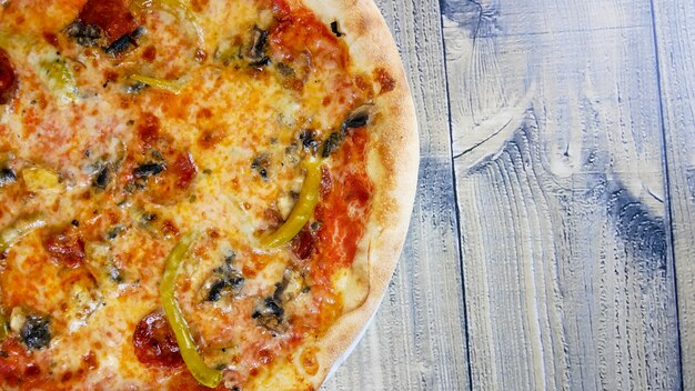 Pizza on a restaurant table