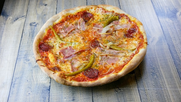 Pizza on a restaurant table