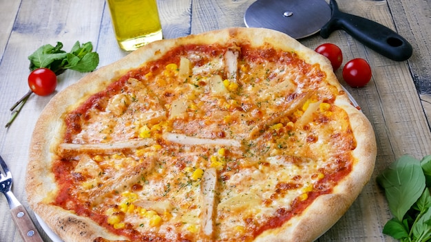 Pizza on a restaurant table