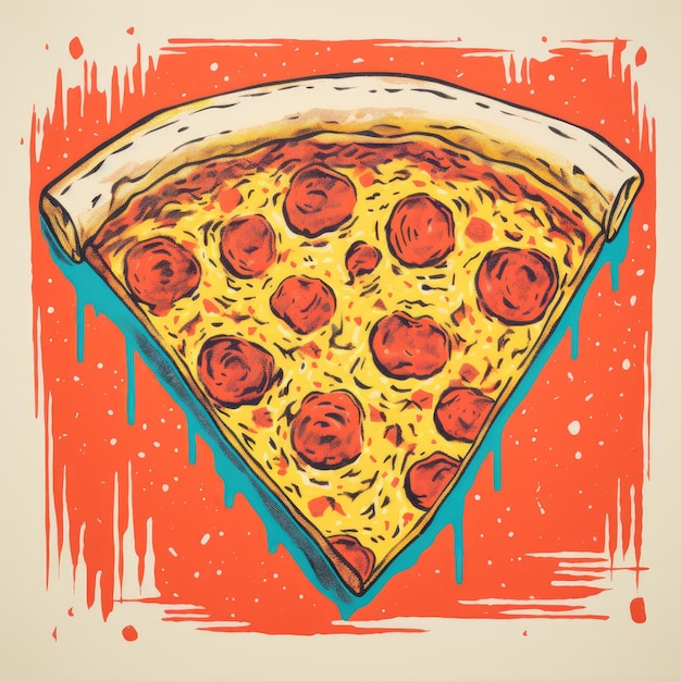 Pizza in retro style Generative AI