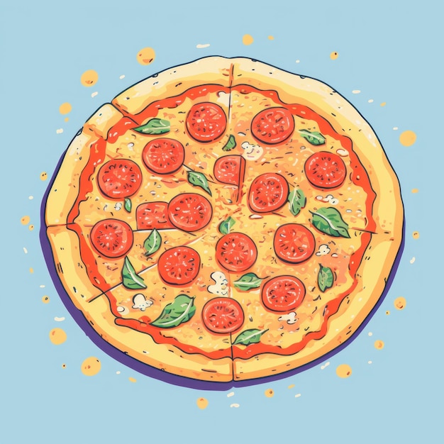 Pizza in retro style Generative AI