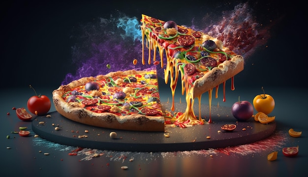 Pizza sauce fast food margherita recipe illustration picture Ai generated art