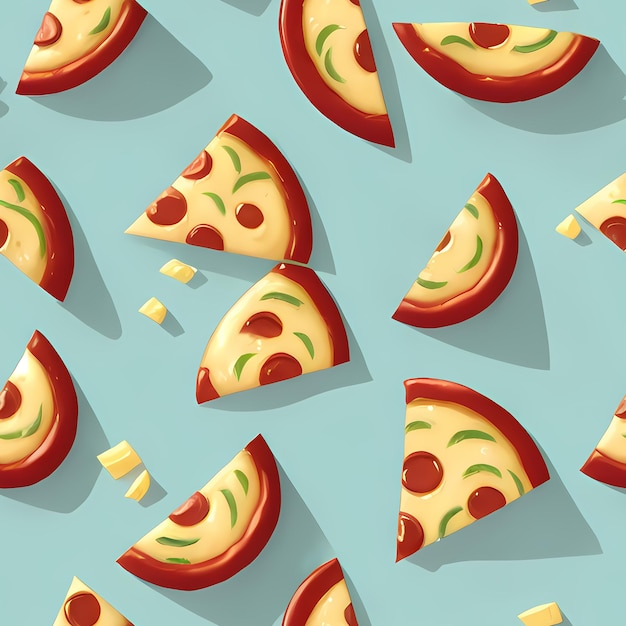 키즈 디자인을 위한 피자 원활한 반복 패턴 선인장 식물 패브릭 인쇄 표면 디자인 포장 귀여운 생성 AI