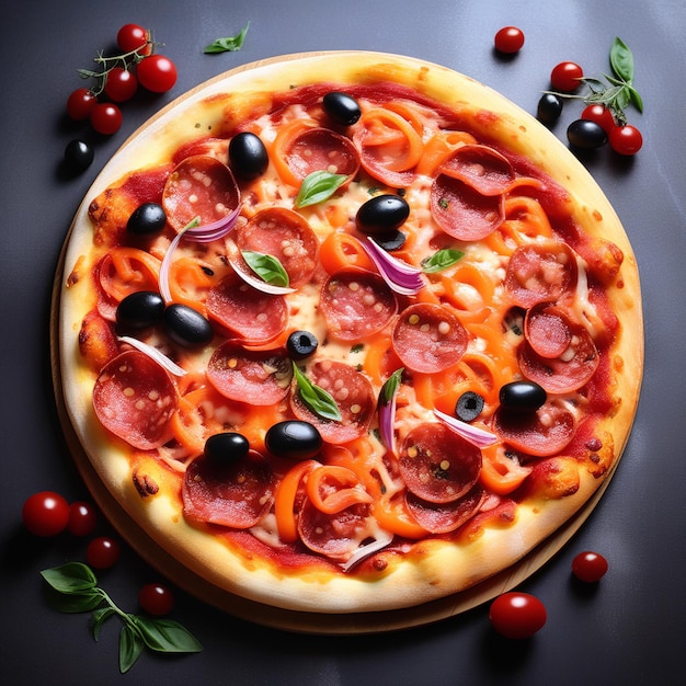 Pizza selection Different types of pizzas on a wooden background Italian cuisine generate AI