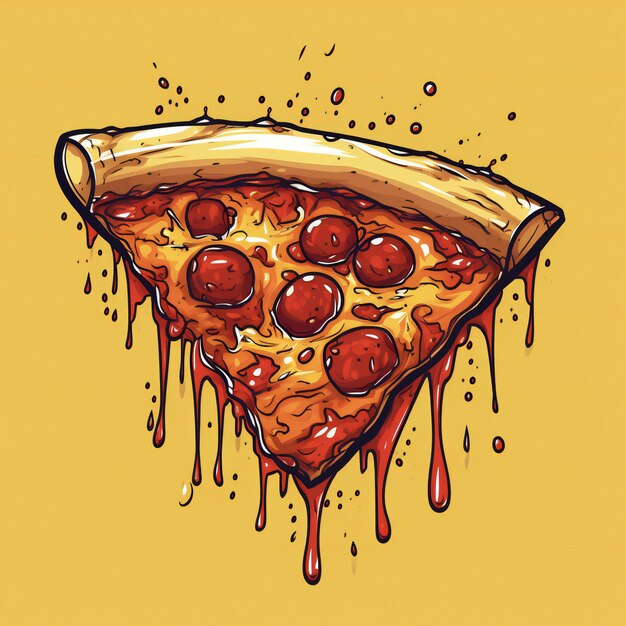 pizza slice in cartoon style