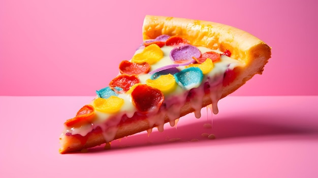 pizza slice in colorful background