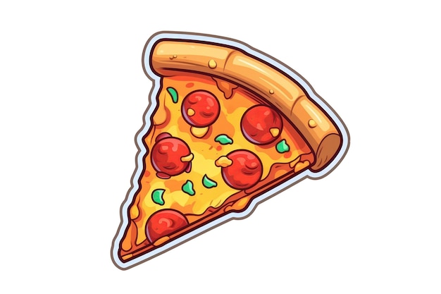 Pizza Slice Sticker On Isolated White Background