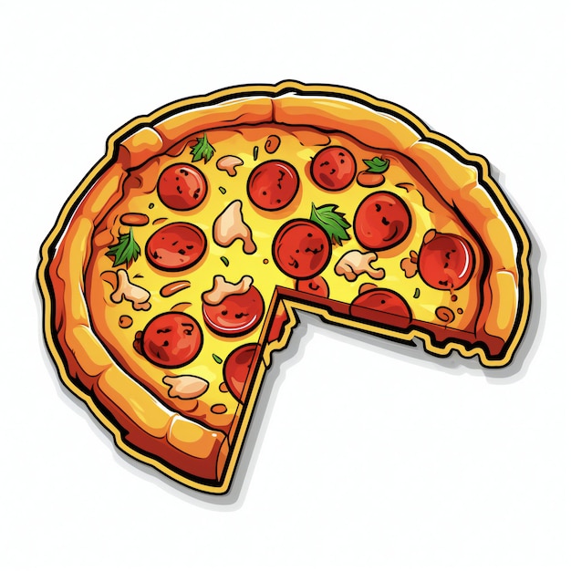 Photo pizza slice in white background