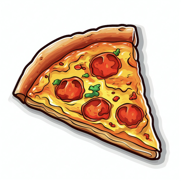 白い背景のピザのスライス