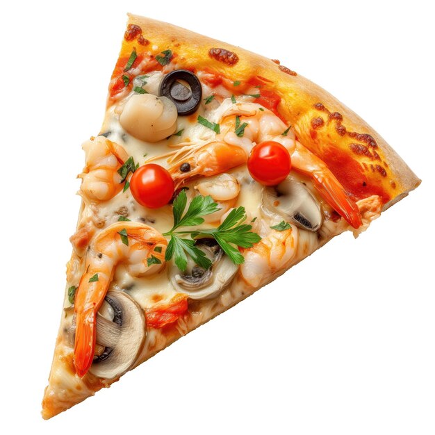 Pizza slices isolated on a white or transparent background pizza slices with various ingredients top