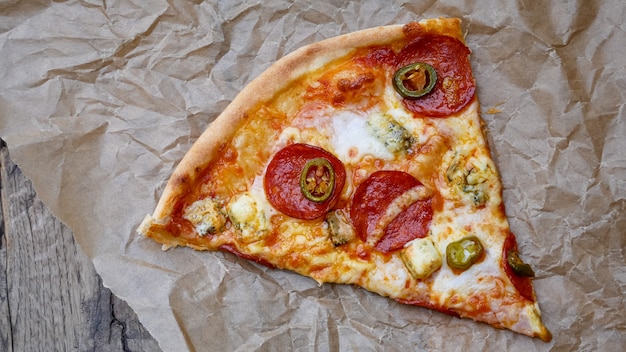 Pizza slices on a restaurant table