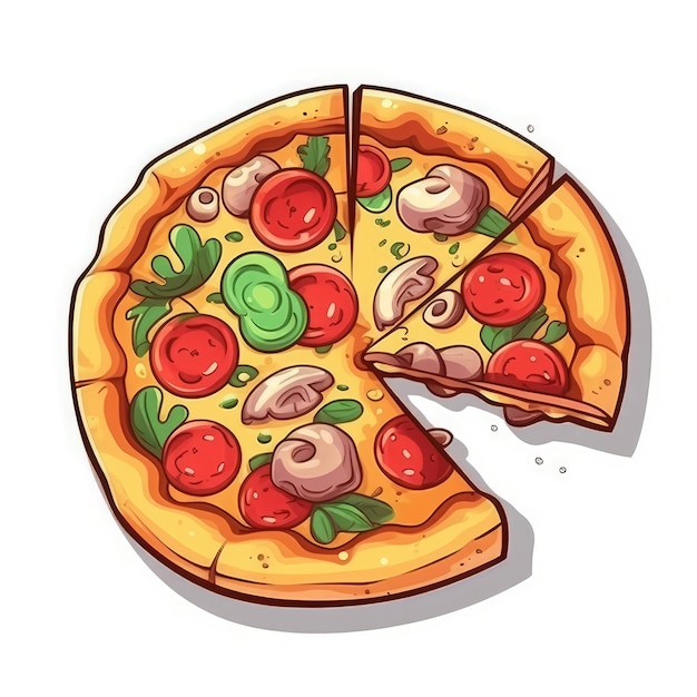 Pizza sticker geïsoleerd ai gegenereerd