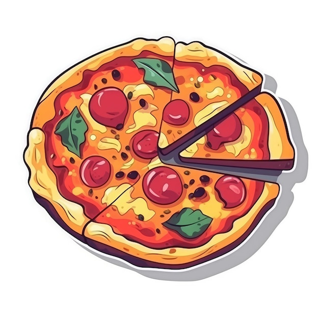 Pizza sticker isolated ai generated