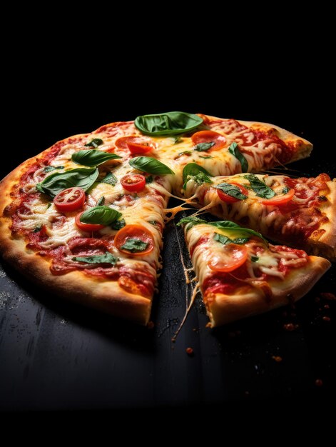 Pizza Studio Shot Isolated on Clear Background Food Photography Generative AI