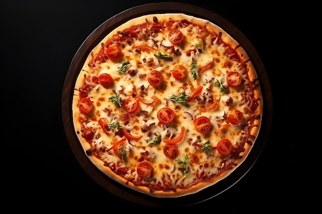 Pizza top view isolated and Copy Space