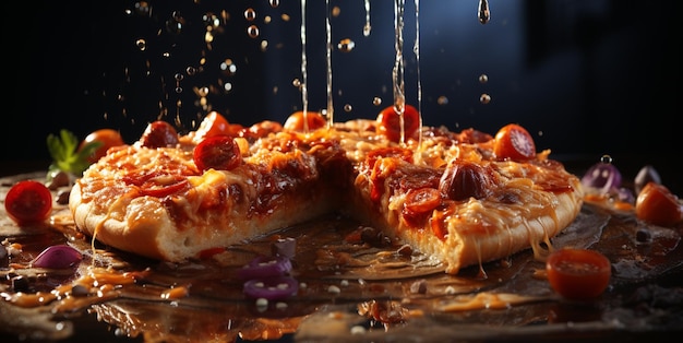 pizza toppings pizza splatter studio foto