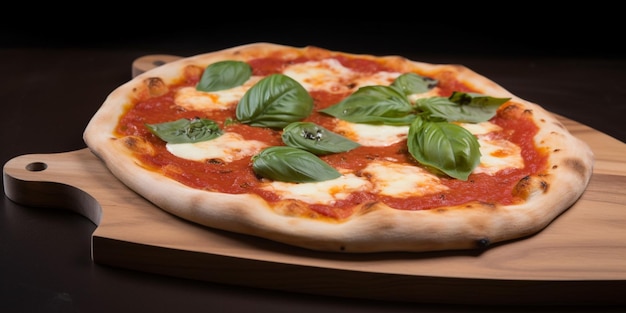 A pizza with basil leaves on it
