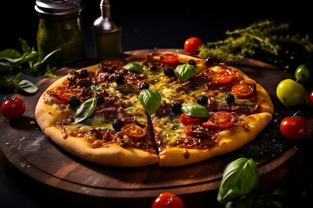 Pizza with Basil Walnut Pesto