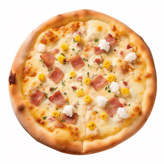 A pizza with cheese and bacon on it