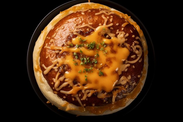 Photo a pizza with cheese and sauce on it is in a pan