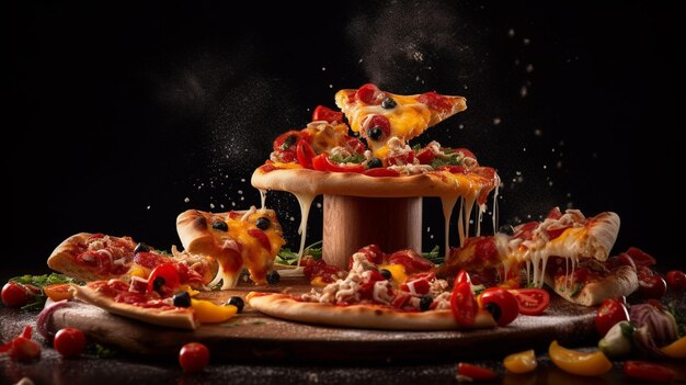Пицца с сыром и овощами сверху