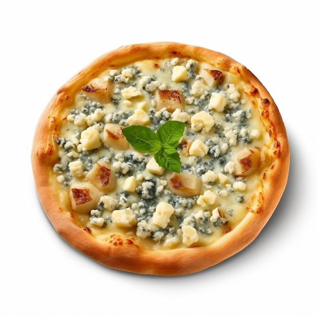 A pizza with chicken and spinach on it