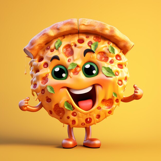 Foto una pizza con una faccia che dice pizza