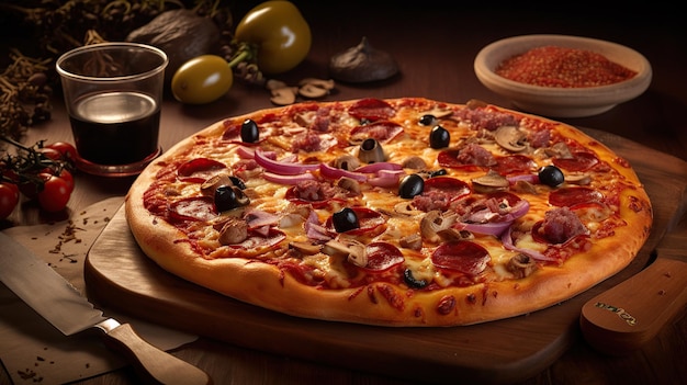 A pizza with a lot of olives on it