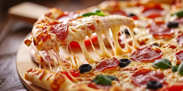 pizza with meat and cheese and vegetables Generative AI