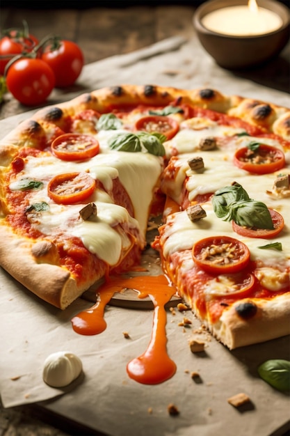 pizza with melted mozzarella