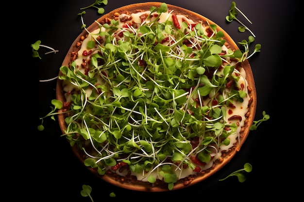 Photo pizza with microgreens as toppings