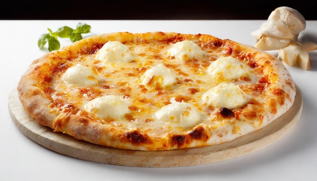 Pizza with mozzarella cheese on a black background Italian food