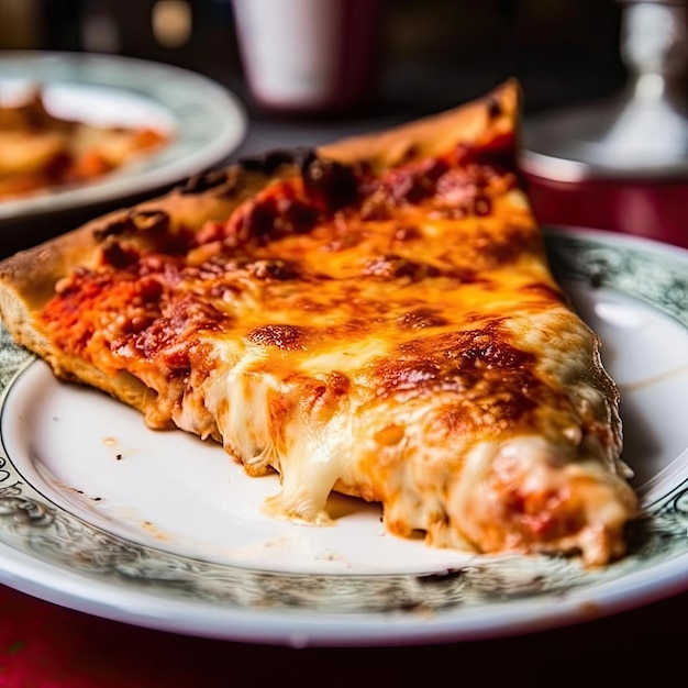 Пицца с сыром моцарелла и томатным соусом на тарелке