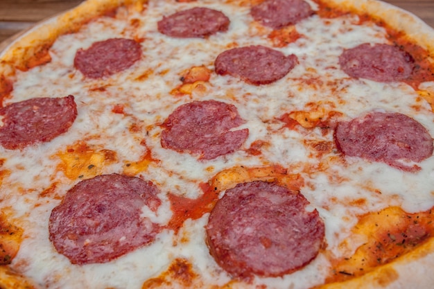 Pizza with mozzarella and pepperoni