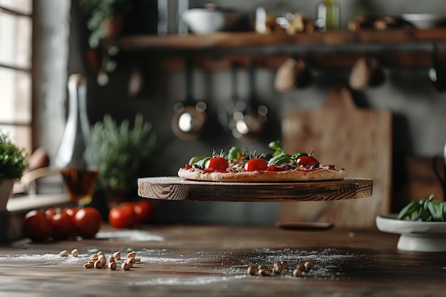 Фото Пицца с грибами, сыром и помидорами левитующая пицца конструктор пиццы