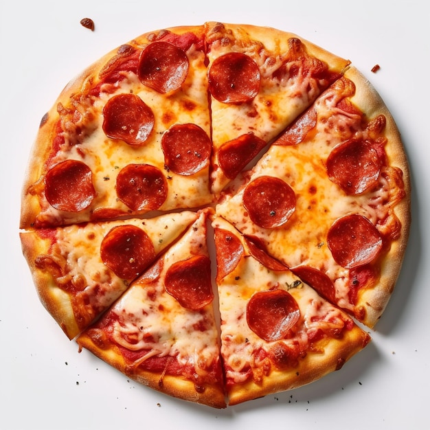 Пицца с пепперони и сыром на ней