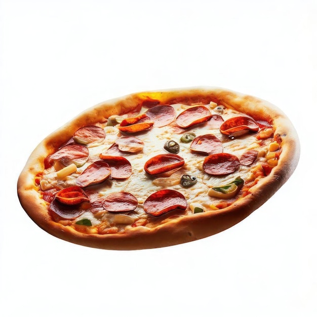 Пицца с пепперони и оливками на ней
