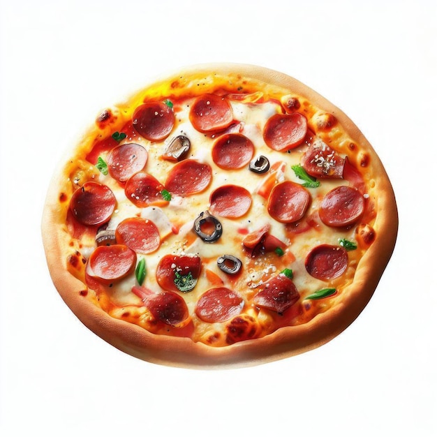 ペパロニとオリーブのピザ