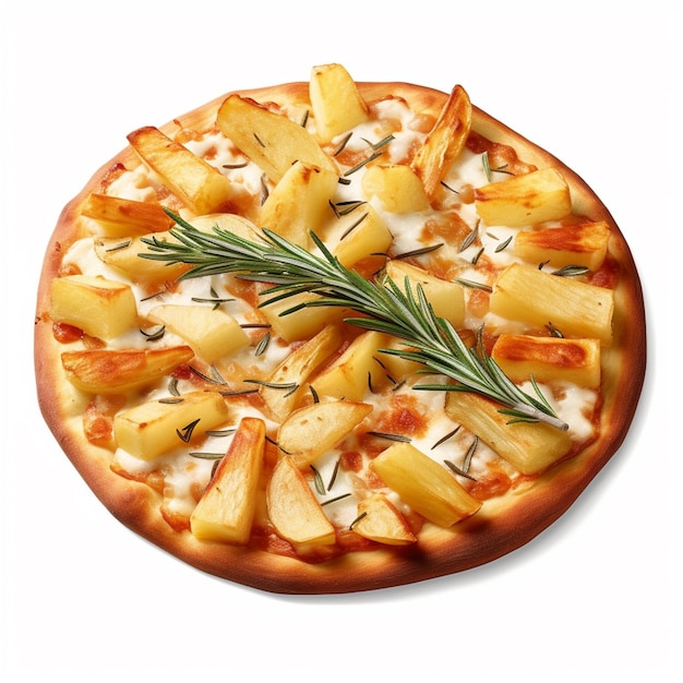 A pizza with pineapples on it