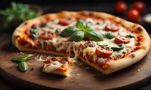 Pizza with sausage herbs spices and cheese