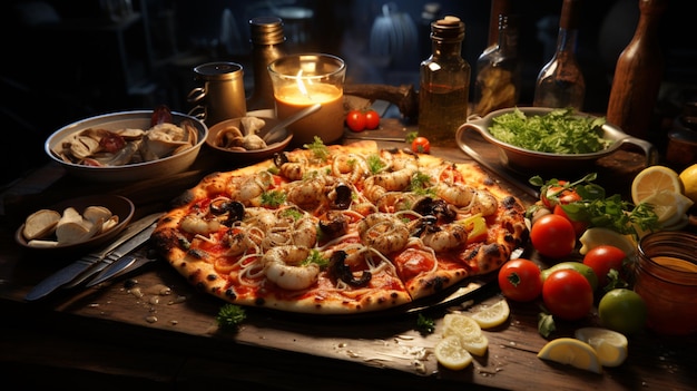 pizza with seafood