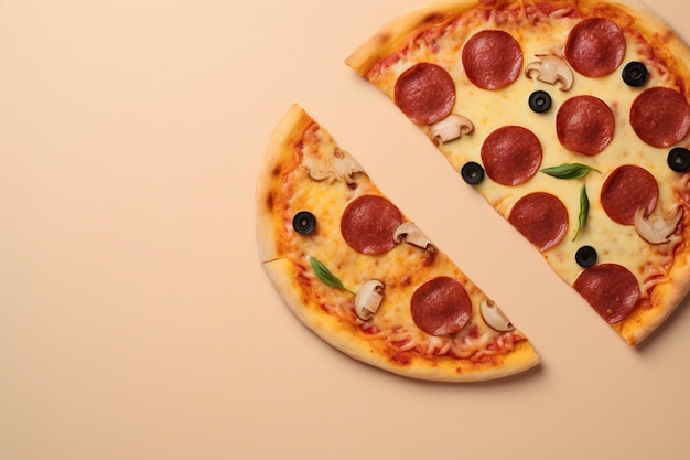 A pizza with a slice cut out of it