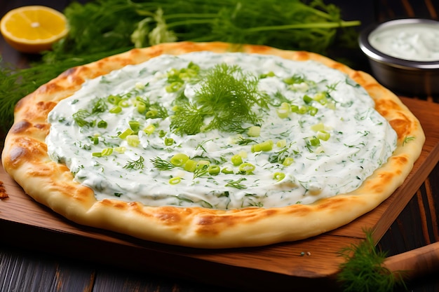 Фото Пицца с соусом tzatziki