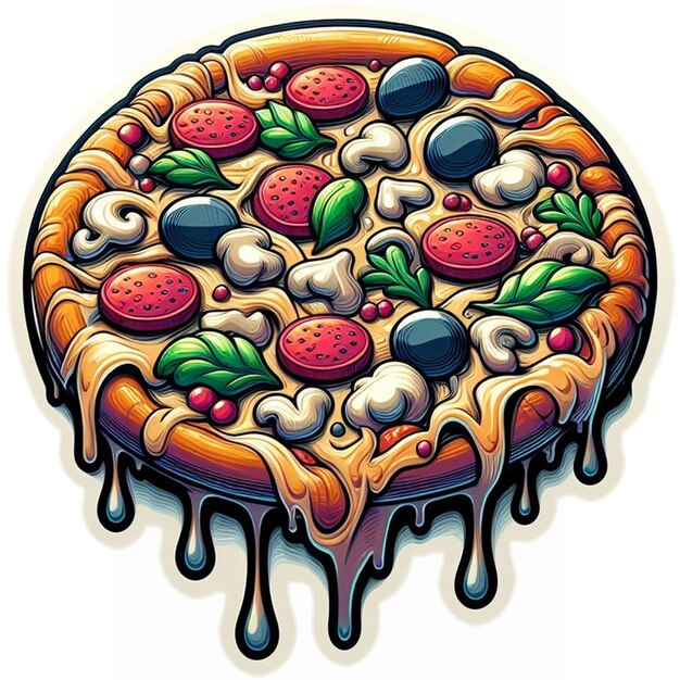 Foto una pizza con verdure per il post di progettazione del template dei social media