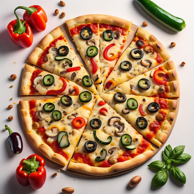 Пицца на белом фоне, созданная Ai